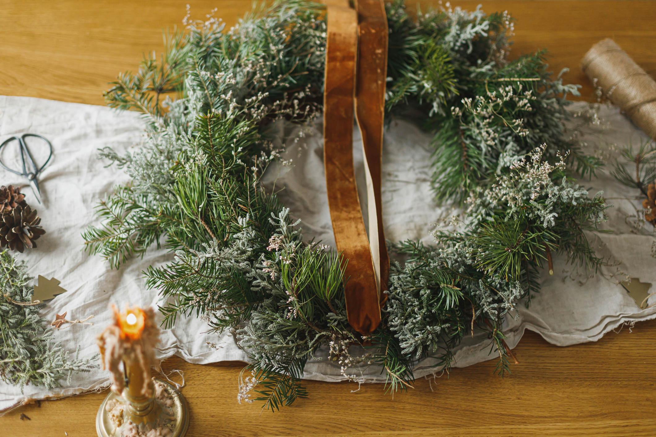 Fresh greens wreath for the holidays